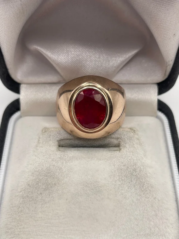 Heavy stone rings-9ct rose gold ruby ring