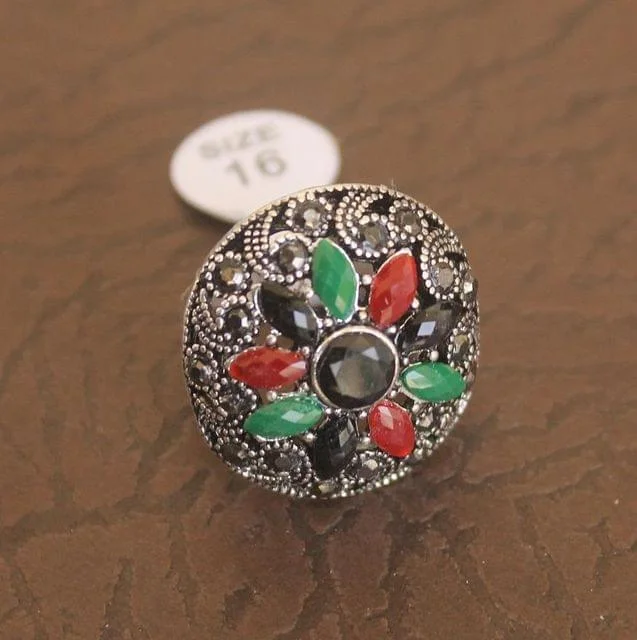 Heavy stone rings-Victorian Finger Ring Multicolor, Size 16