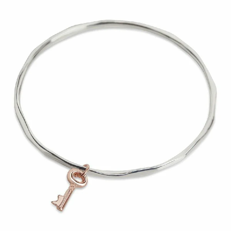 Bamboo weave bangles-Key Bangle - Silver | Rose Gold