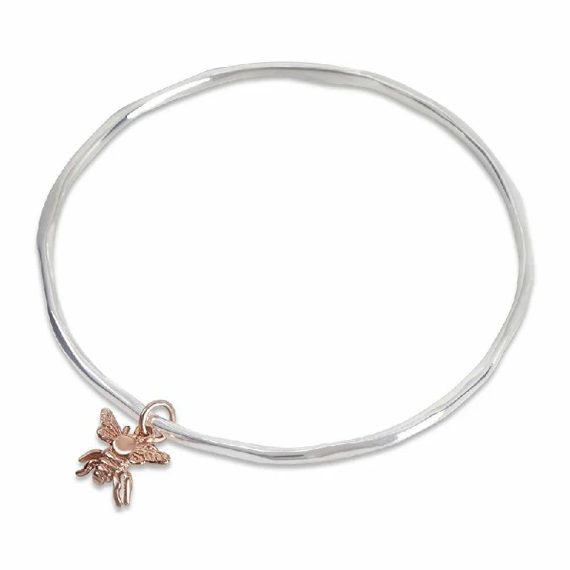 Thin pearl bangles-Bee Bangle | Silver - Rose Gold