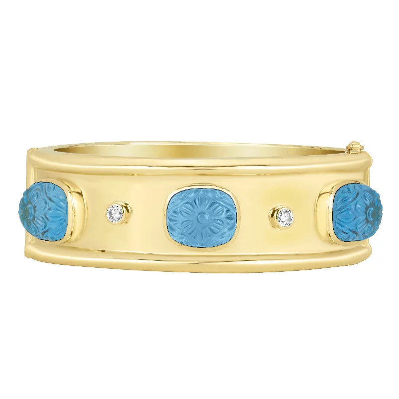 Yarn tassel bangles-Bangle - Blue Topaz And Diamond (2365A)