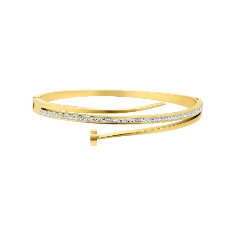 Classic flair bangles-Tarnish Resistant 14k Gold Plated Pave Nail Bangle