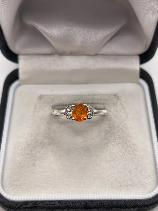 Hand-shiny rings-Silver orange sapphire ring