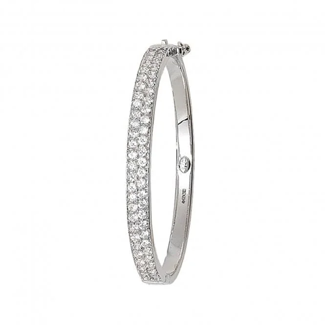 Solid stone bangles-9CT White Gold Baby Zirconia Bangle BN248W