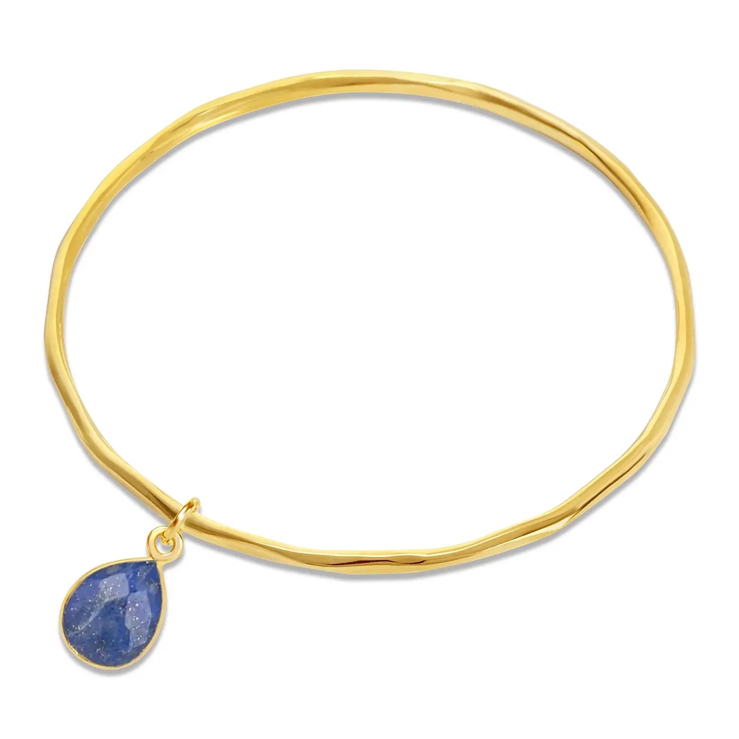 Hawk motif bangles-Lapis Lazuli Charm Bangle Gold September Birthstone