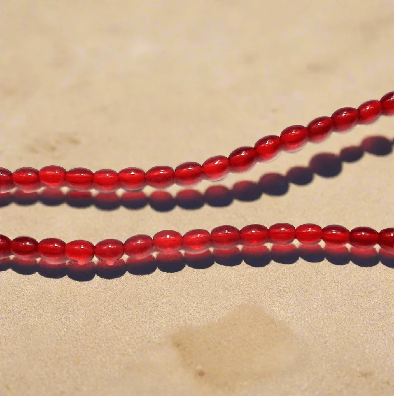 Victorian style rings-5 Strings Glass Oval Beads Red 4x6 mm