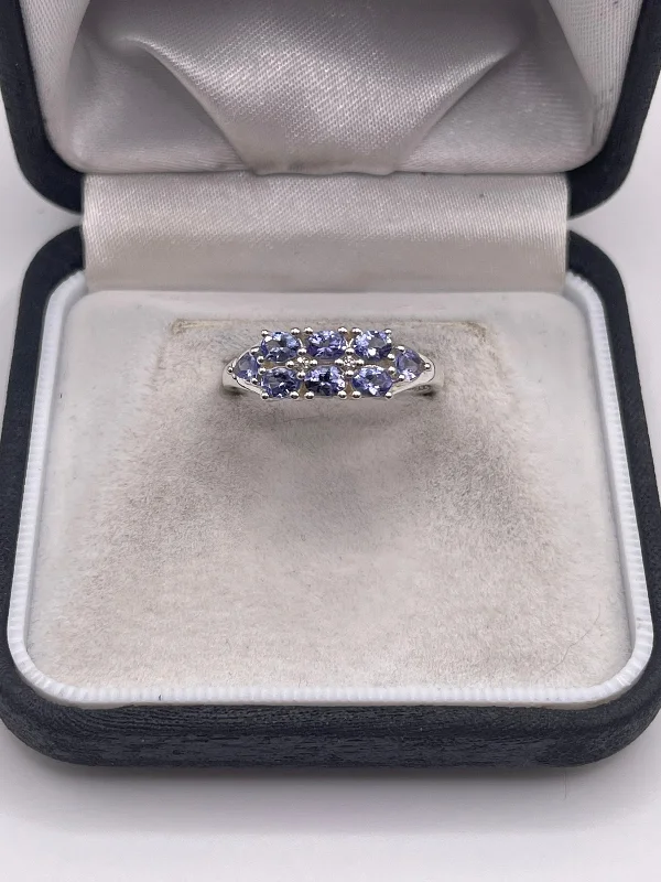 Half crescent rings-Silver tanzanite ring