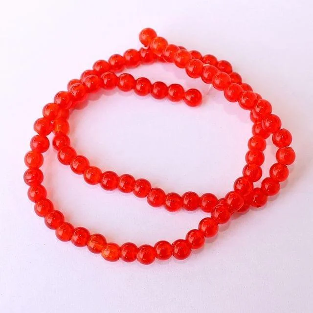 Thin pearl rings-1 Strings Red Round Glass Beads 5mm