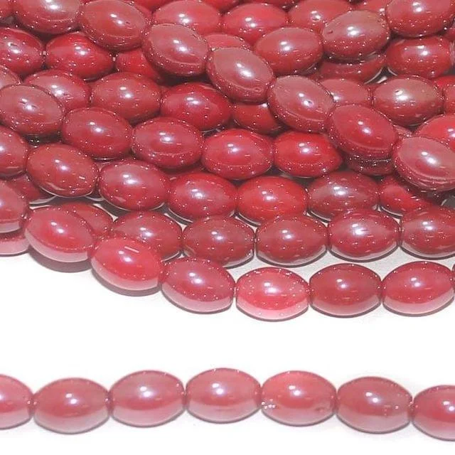 Pure diamond rings-1 String 10x7mm Red Luster Oval Glass beads