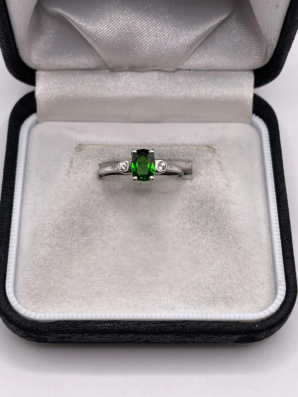 Topaz rings-Silver diopside and zircon ring