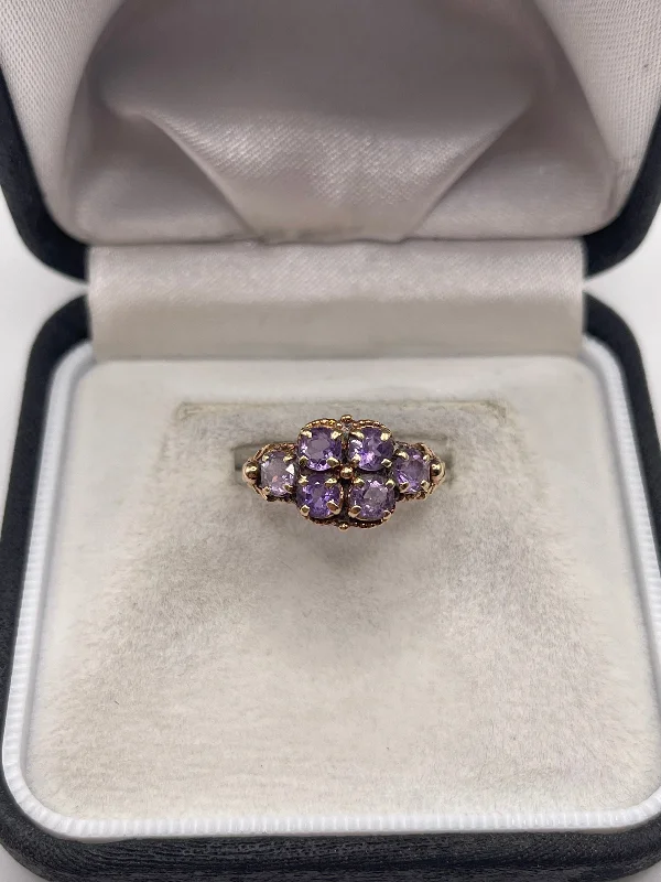 Dual metal rings-9ct gold amethyst ring