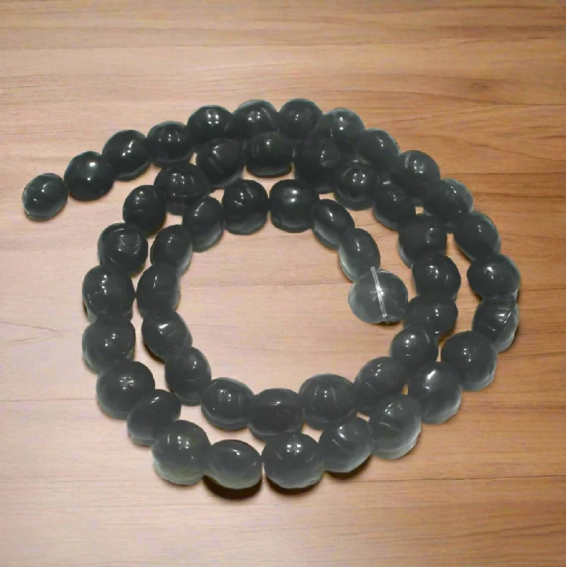 Pure band rings-4 Strings Fire Polish Melon Beads Black 7x8mm