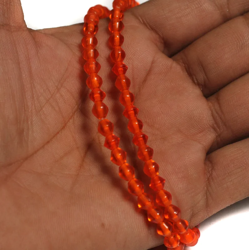 Thin heart rings-1 string Glass RONDELLE Beads Orange 5MM