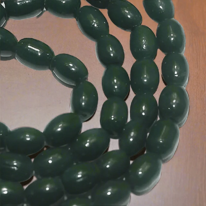 Cord edge rings-1 String 6x4mm Jaipuri Beads Dark Green Oval