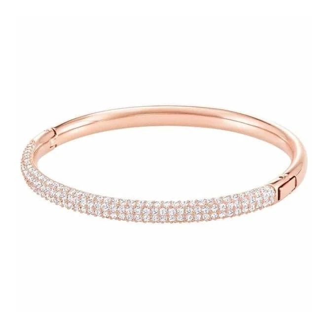 Ruby bead bangles-Stone White Rose Gold-tone Plated Bangle