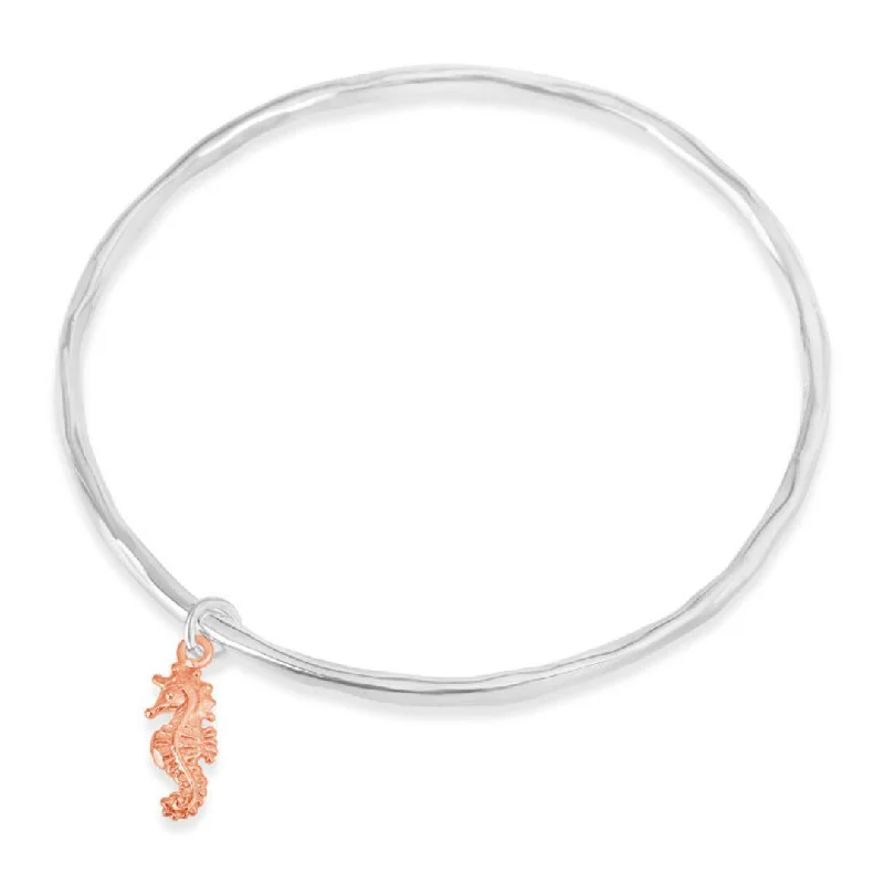 Light filigree bangles-Seahorse Bangle | Silver - Rose Gold