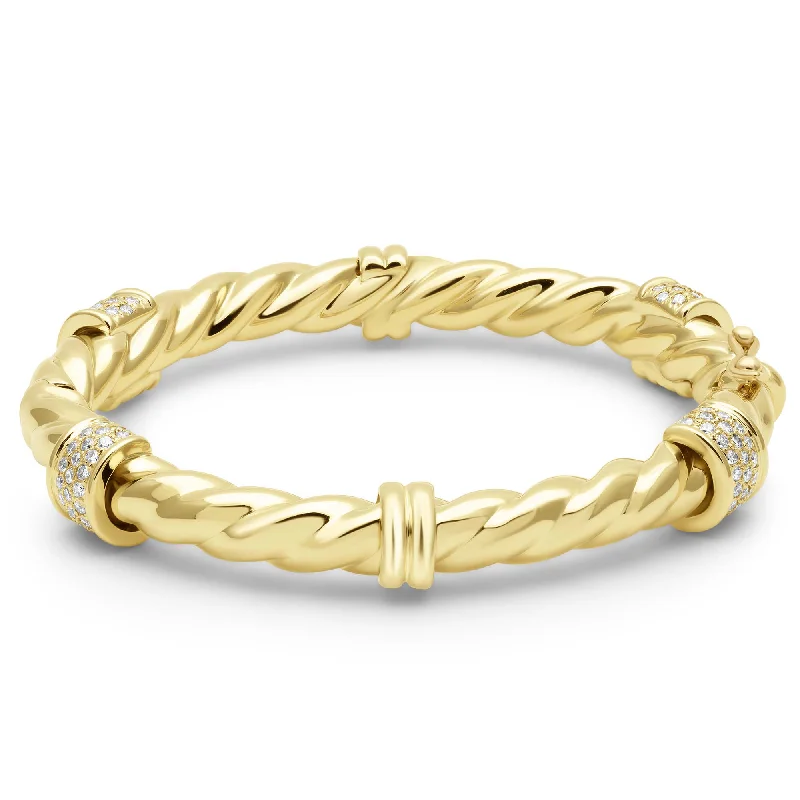 Rose motif bangles-Bangle - Diamond In 18k Gold (2419C)