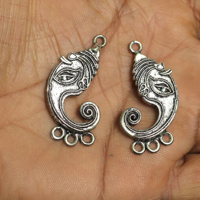 Sea theme rings-4 Pcs, 39x17mm German Silver Ganesha Earring Components