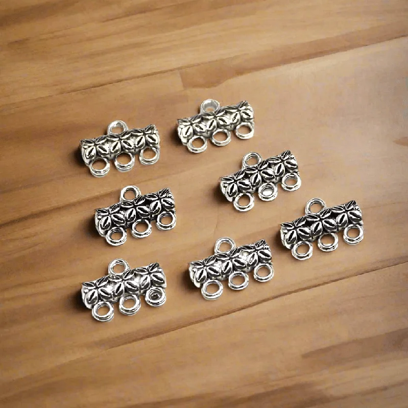 Spinel cut rings-13x6mm German Silver 3 Strings Connectors Silver