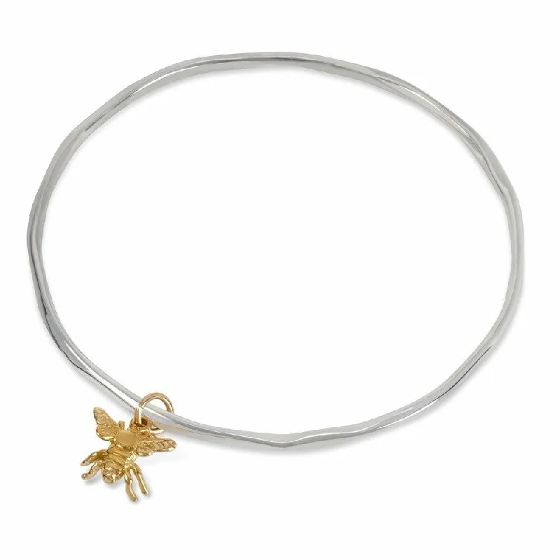 Solid geometric bangles-Bee Bangle | Silver - Gold