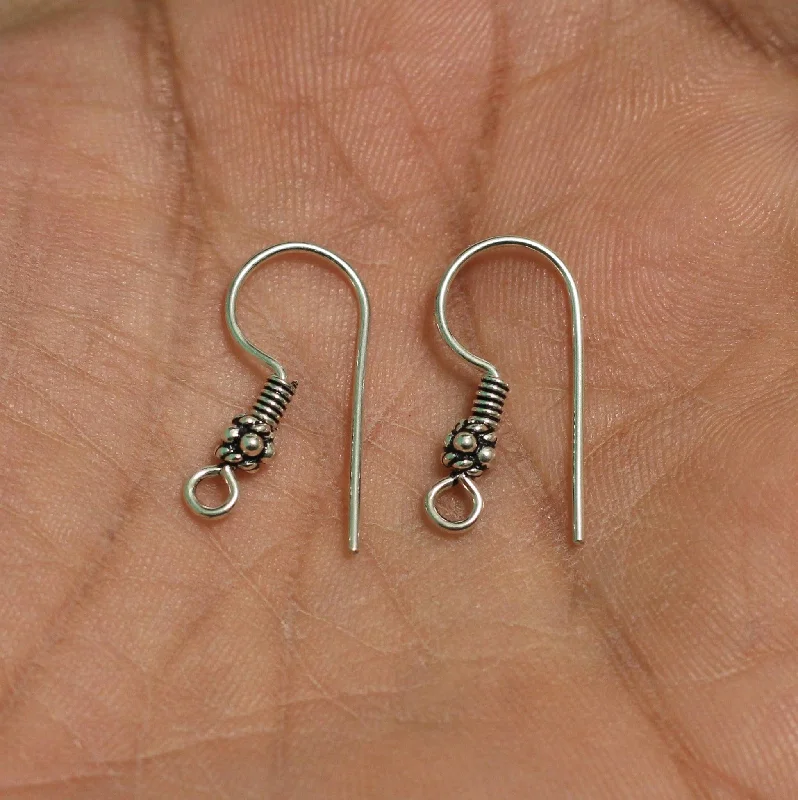 Pure band rings-92.5 Sterling Silver Earring Wires with Spacer 20mm