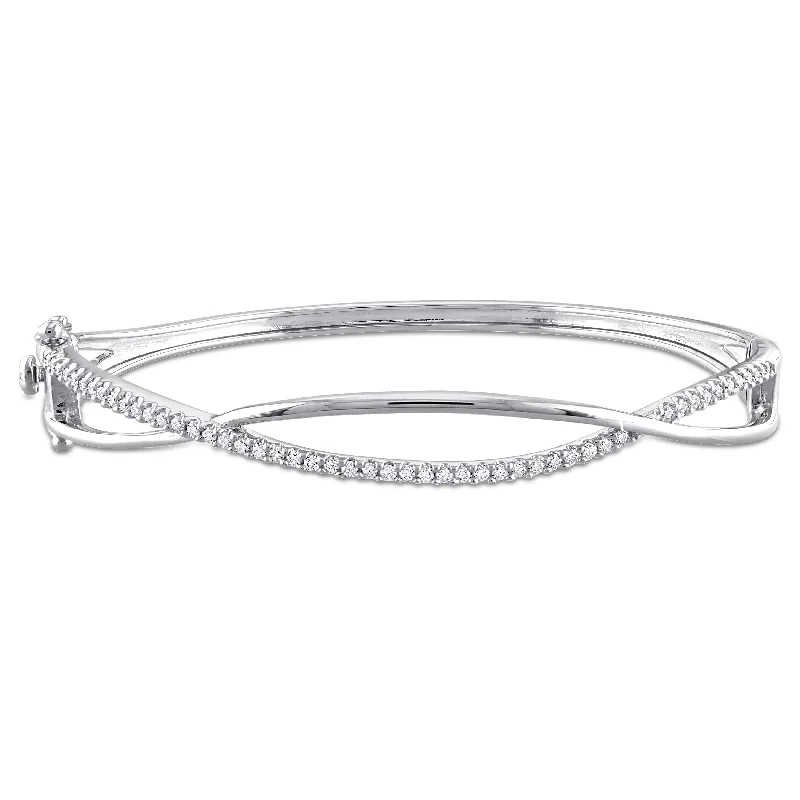 Tiny dot bangles-Eternally Yours 1/2ct DEW Created Moissanite Criss-Cross Bangle in Sterling Silver