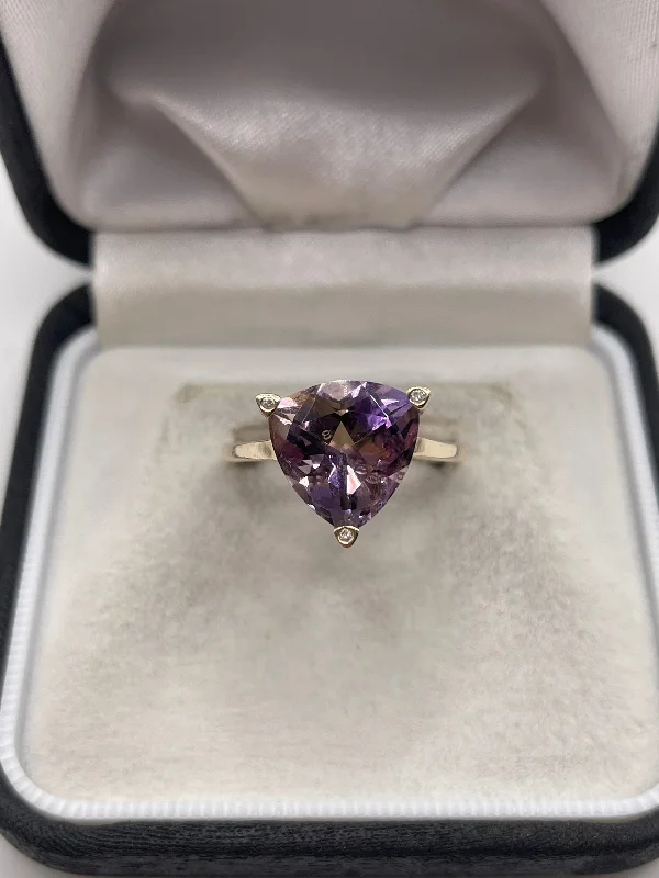 Guardian eye rings-9ct gold ametrine and diamond ring