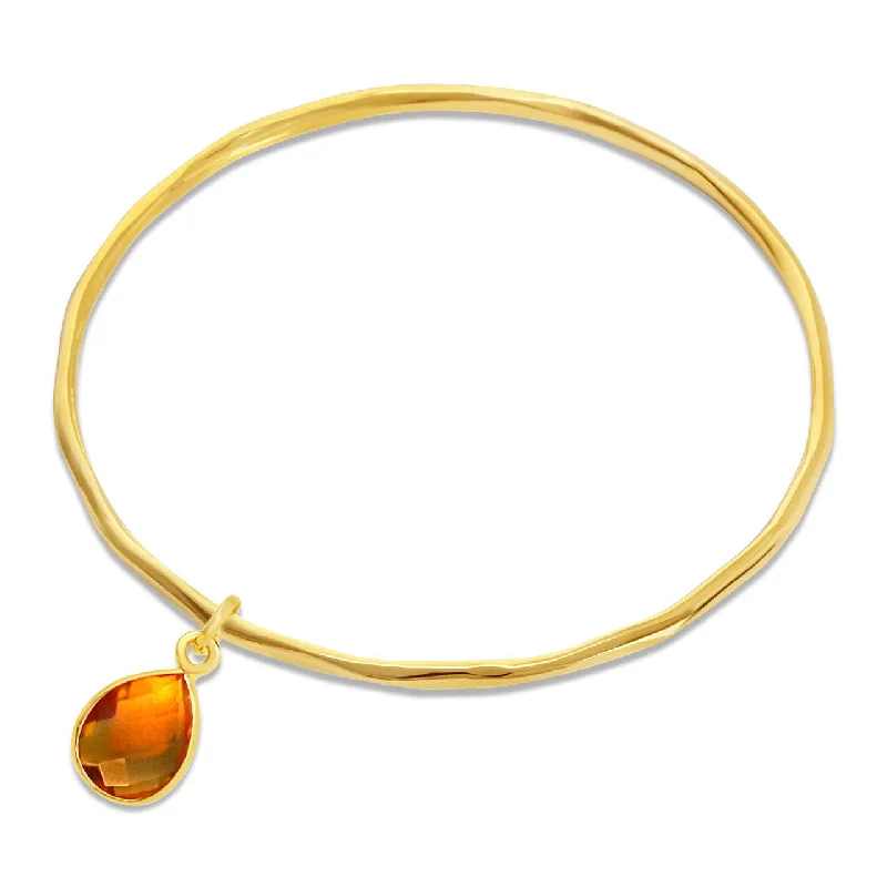 Vivid diamond bangles-Citrine Charm Bangle | Gold - November