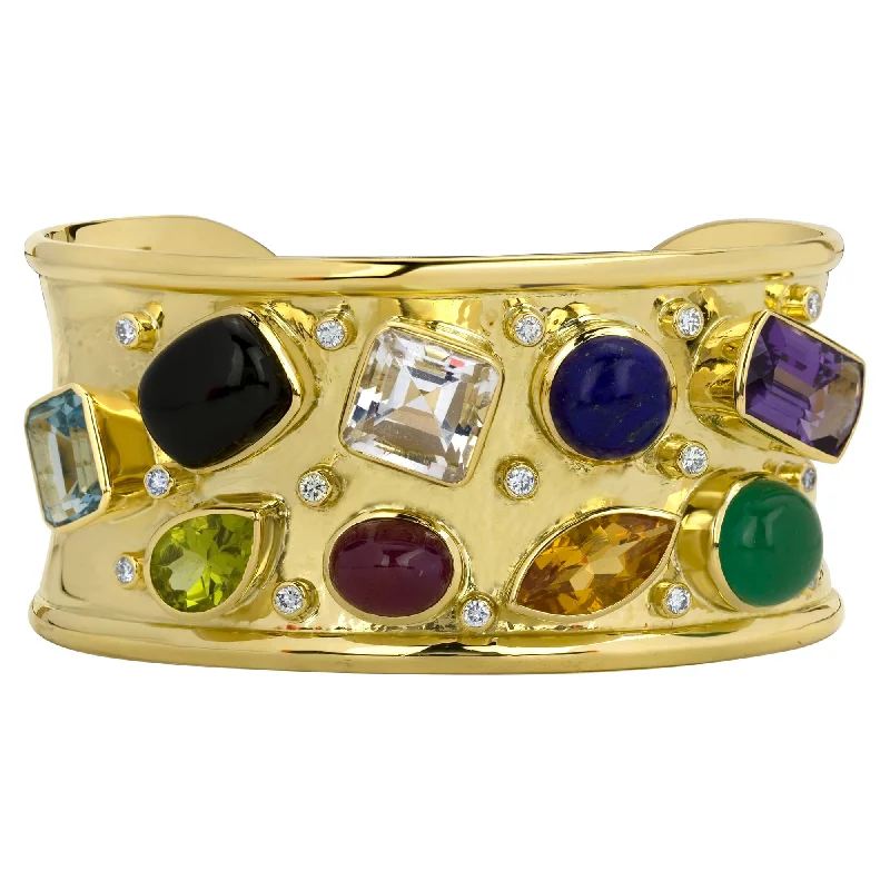 Playful bangles-Bangle -  Black Onyx, Green Onyx, Ruby, Lapis Lazuli, Citrine, Amethyst, Whitetopaz, Peridot, Blue Topaz And Diamond