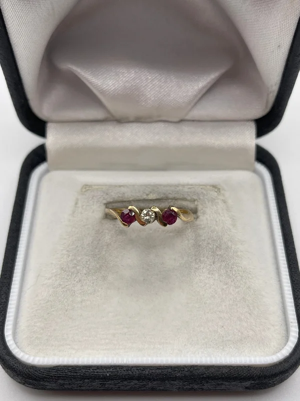 Pure form rings-9ct gold ruby and diamond ring