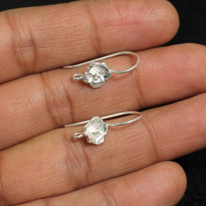 Wide geometric rings-92.5 Sterling Silver Earring Wires with Large Flower 22x20mm