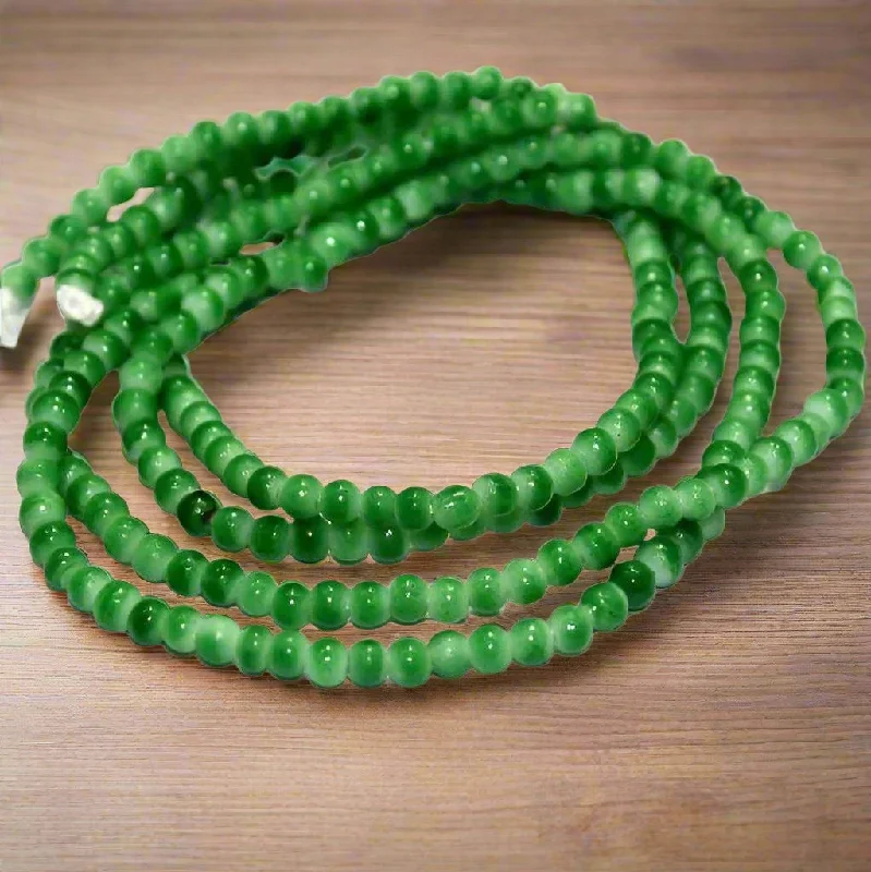 Lily rings-1 String Glass Round Beads Green 3mm