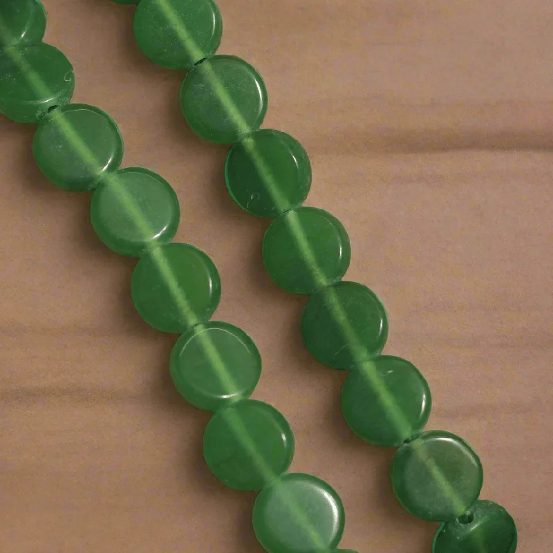 Clustered gem rings-1 String 10mm Glass Disc Beads Green