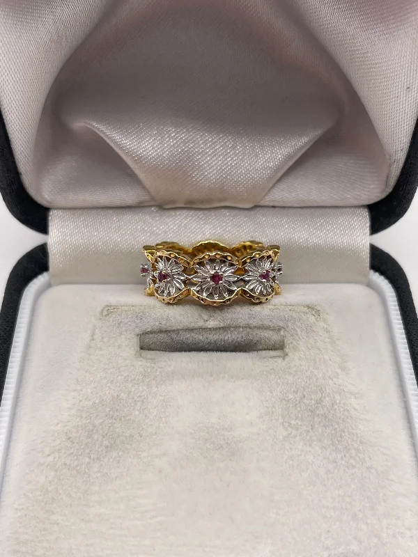 Gloss finish rings-14ct gold ruby eternity ring