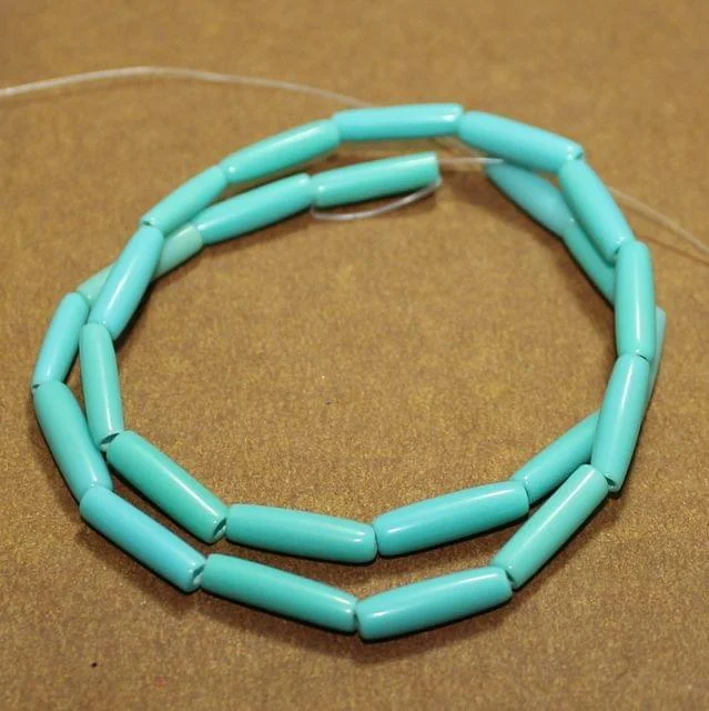 Cord edge rings-5 Strings Resin Tube Beads Turquoise 22x4 mm