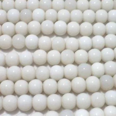 Thick band rings-1 String Glass Round Beads Opaque White 10 mm