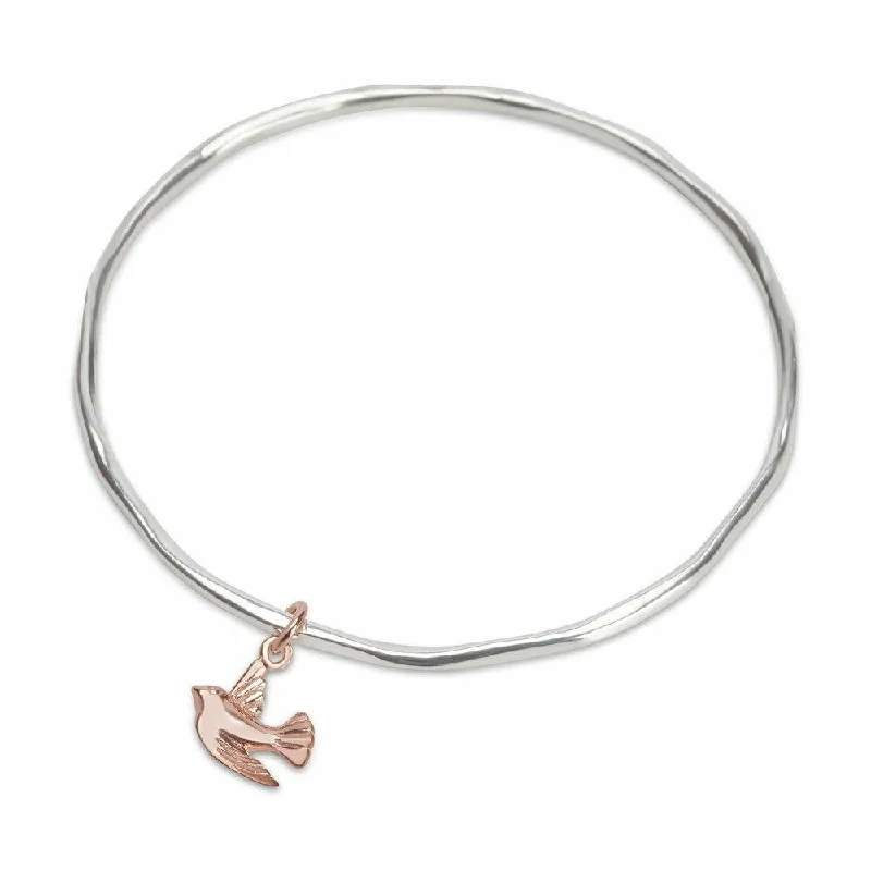 Subtle accent bangles-Bird Bangle | Silver - Rose Gold