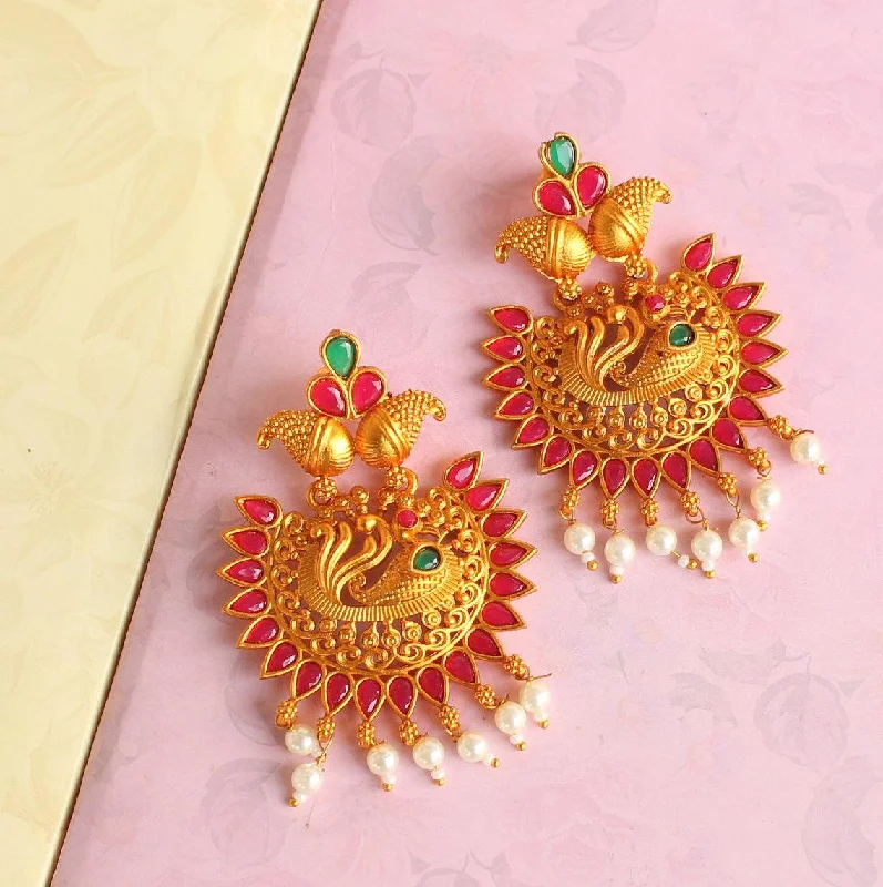 Oval shape rings-Sanskriti Temple Matte Earring