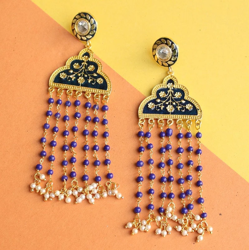 Thick band rings-Floral Tassels Meenakari Earring