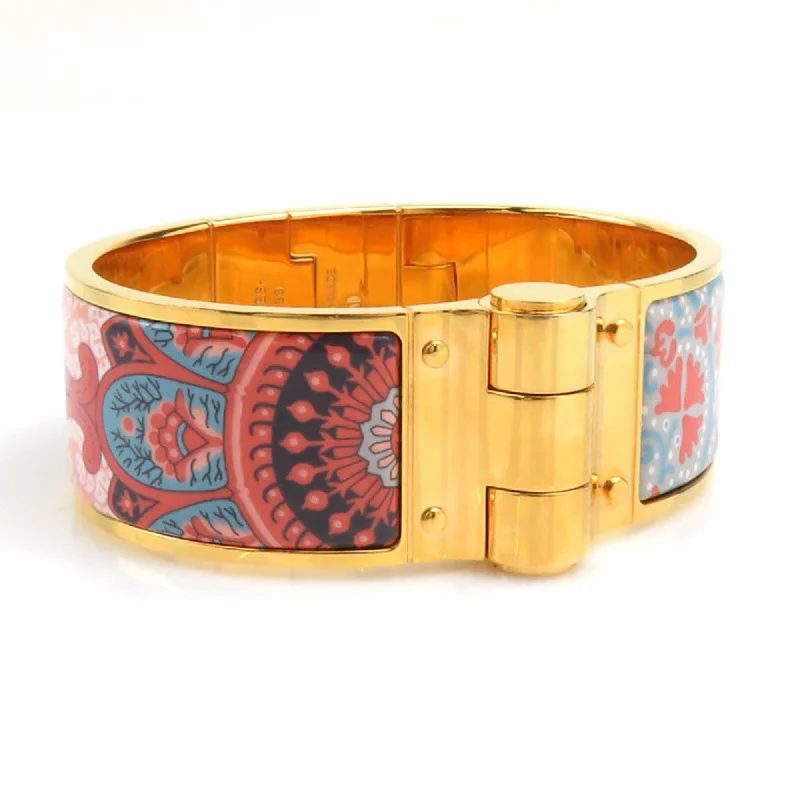 Alloy metal bangles-Hermes blue gold pink Enamel Metal Bangle (Pre-Owned)