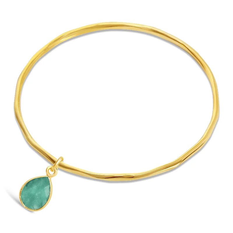 Spinel bangles-Chrysoprase Charm Bangle | Gold | May