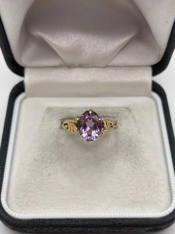 Pink gold rings-9ct gold amethyst ring