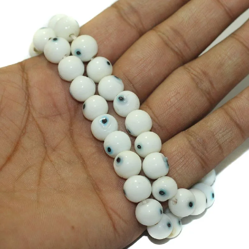 Tide style rings-1 String, 10mm Glass Evil Eye Beads White