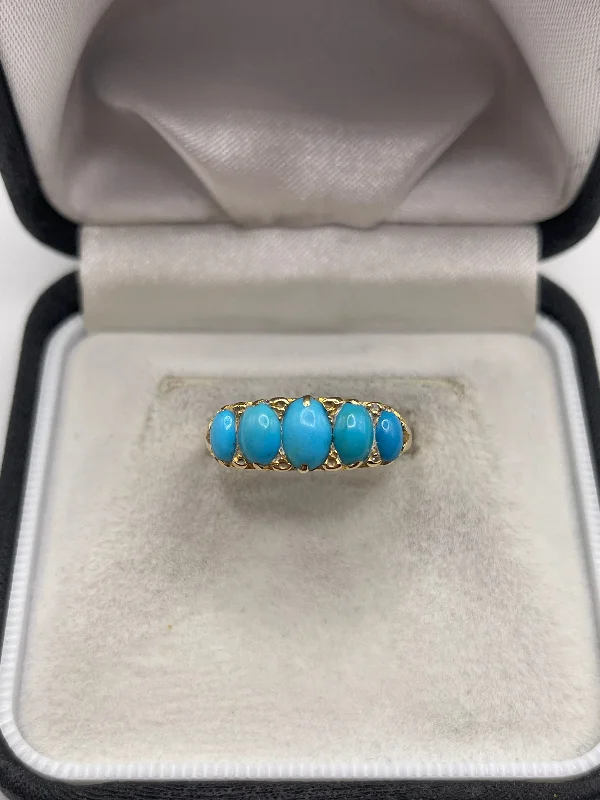 Thin enamel rings-18ct gold turquoise ring