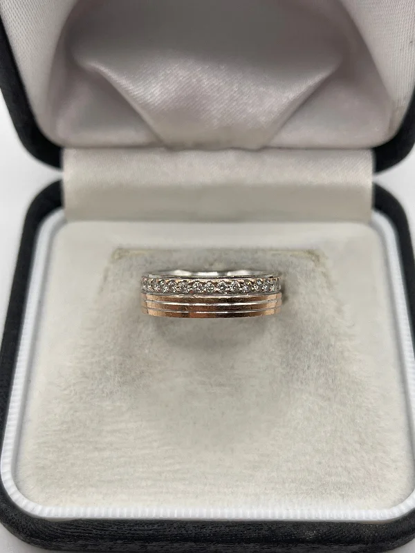 Cotton cord rings-14ct two tone diamond eternity ring