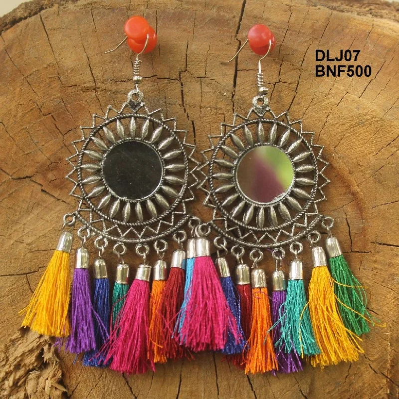 Stellar theme rings-German Silver Tassel Mirror Earring Multicolor