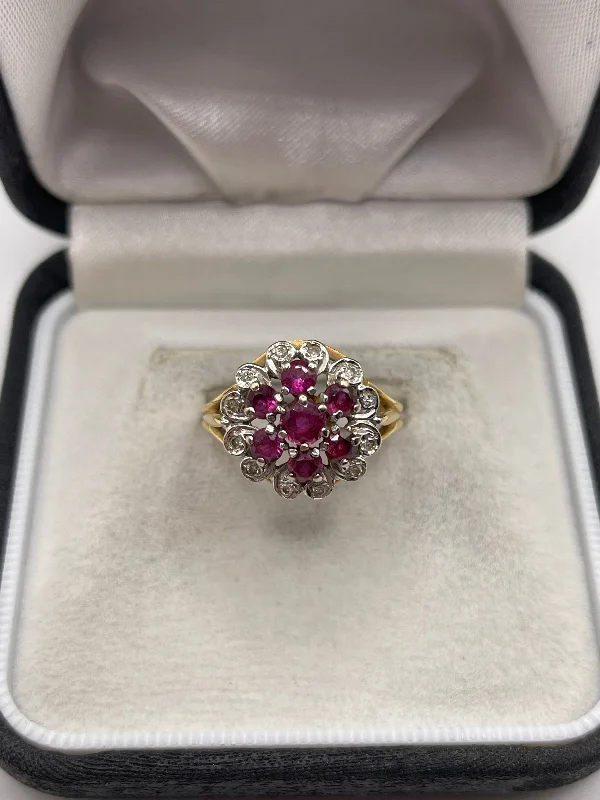 Thin pearl rings-18ct gold ruby and diamond ring