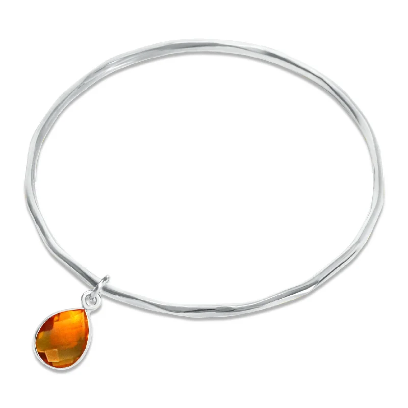 Tide pattern bangles-Citrine Charm Bangle | Silver - November