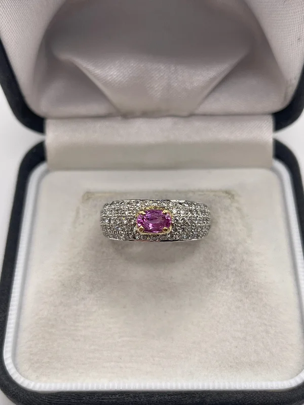 Worn flair rings-18ct white gold pink sapphire and diamond ring