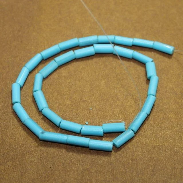 Multi-stone rings-5 strings Resin Tube Beads Turquoise 13x8 mm